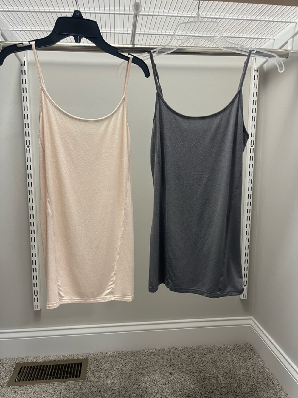 hinge Two-Pack Satin Slip Dresses in Cream and Gray